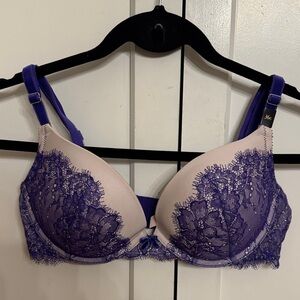 Victoria's Secret Purple and Cream Lace push up Bra size 36C